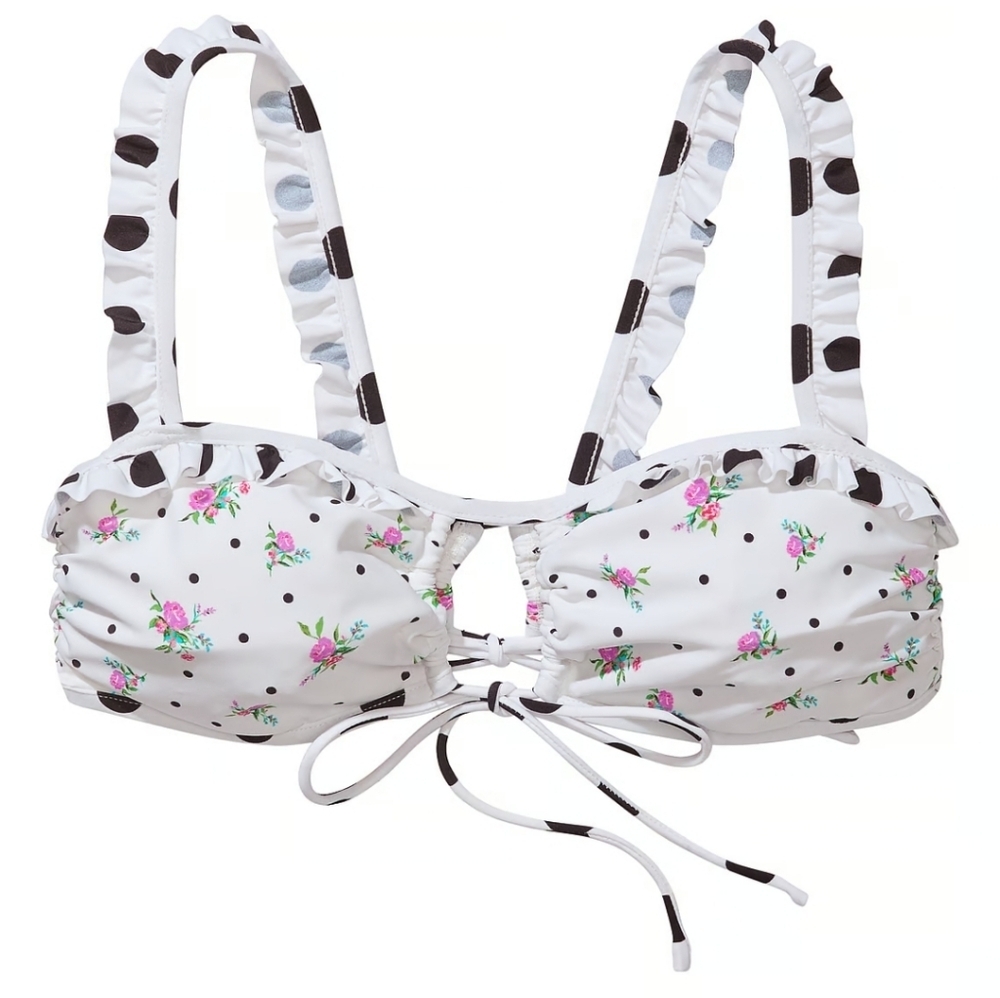 New!For Love and Lemons Rosemary Floral Polka Dot Bikini Top